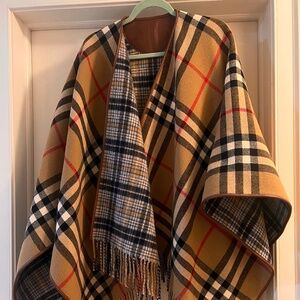 BURBERRY Reversible Check Wool Cape
